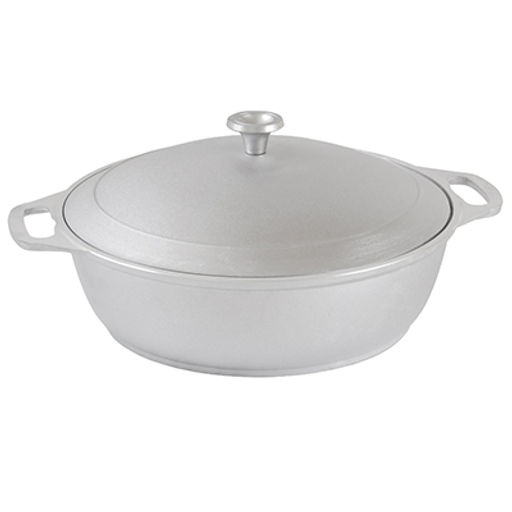 Кастрюля-жаровня алюминиевая 4л, д36см, h11см, литая, металлическая жаропрочная крышка (Россия)