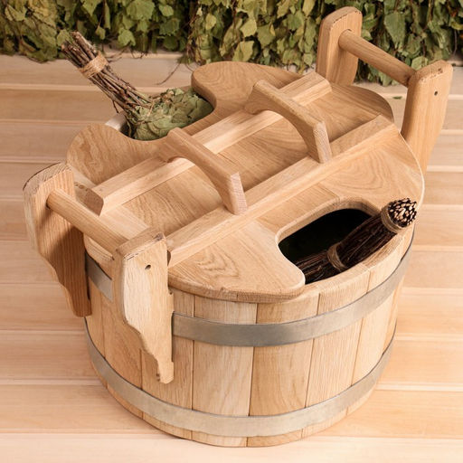 Запарник - ведро для бани и сауны «Премиум», 23 л, дуб, нержавеющий обруч, с крышкой, «Добропаровъ»