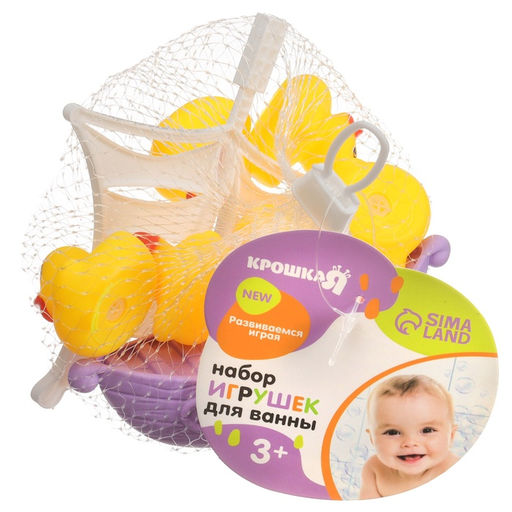 Резиновые игрушки для ванны Крошка Я «Уточки на корабле», в наборе 7 шт., с пищалкой, МИКС