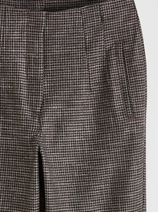 Dar Fit Ekose Kad?n Pileli Kuma? Pantolon