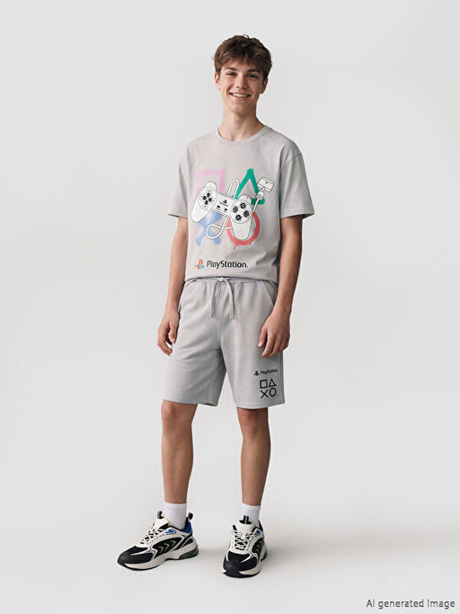 Bisiklet Yaka PlayStation Bask?l? Erkek ?ocuk Ti??rt