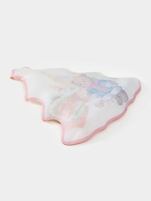 Блюдо сервировочное новогоднее Доляна Московкий мишка, 24.5?24.7?2 см, стекло, белое