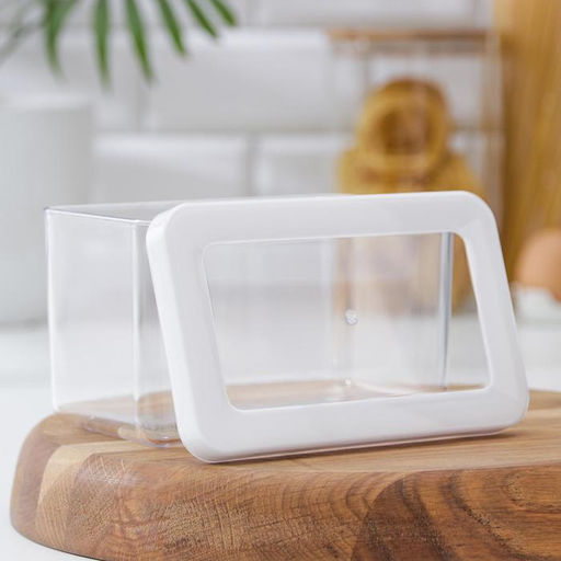 Ёмкость для хранения сыпучих продуктов IDEA «Степ», 1.1 л, 16×10×9.5 см, пластик, крышка белая