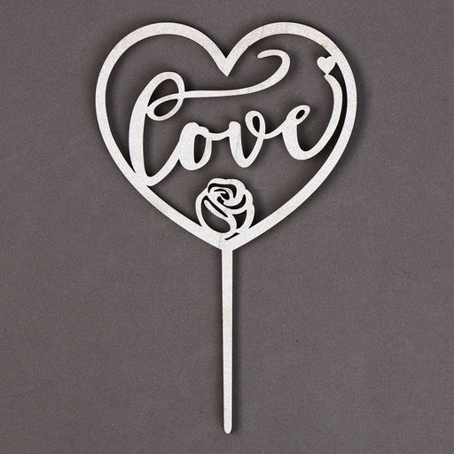 Топпер деревянный Сердце с блестками, цвет розовый - Страна карнавалия фото 5