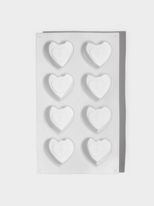 Форма для муссовых десертов Доляна Сердце, силикон, 29?17?4.3 см, 8 ячеек (5.5?6.2?3.5 см), белая