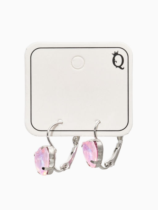 Серьги "Сердечки" лунные, цвет светло-розовый в серебре