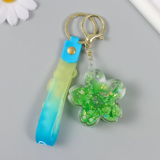 Брелок для ключей с карабином, ремешком «Цветочек с ракушками», пластик, водный с декором, 1.8×5.3×5.6 см