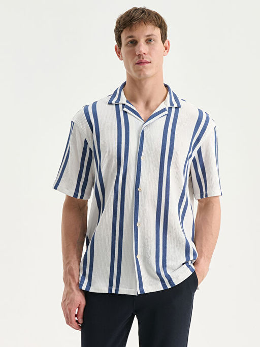 Regular Fit K?sa Kollu ?izgili Arm?rl? Erkek G?mlek