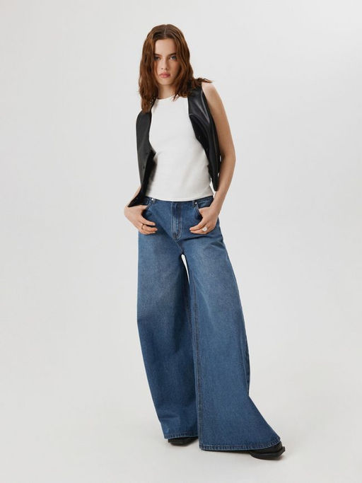 Брюки джинсовые жен. Visberg_wide leg холодный синий - Concept club фото 2