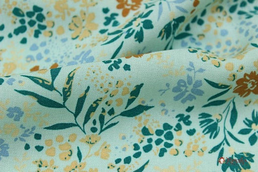 Штапель Премиум Цветочная зарисовка цв.бледная мята, ш.1.43м, вискоза-100%, 120гр/м.кв - Купава фото 3