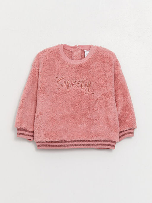 Bisiklet Yaka Uzun Kollu Nak?? Detayl? Pel?? K?z Bebek Sweatshirt - Waikiki фото 3