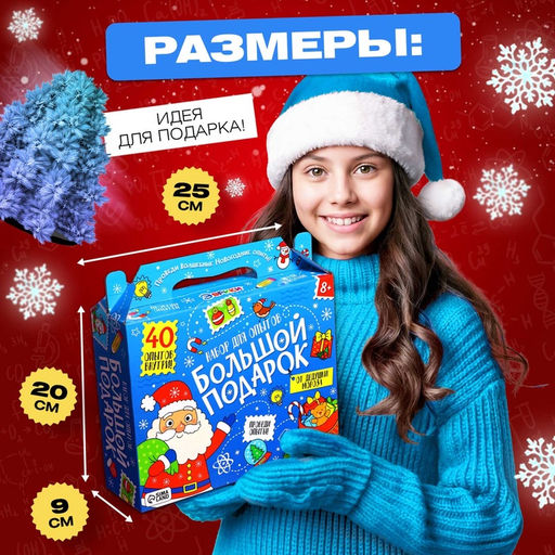 Набор для опытов Большой новогодний подарок, 40 опытов - Эврики фото 2