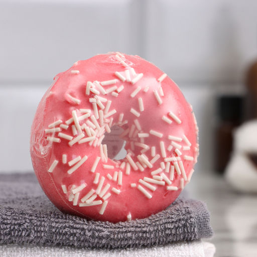 Бомбочка для ванн «красный пончик с кокосовой посыпкой» 85 г