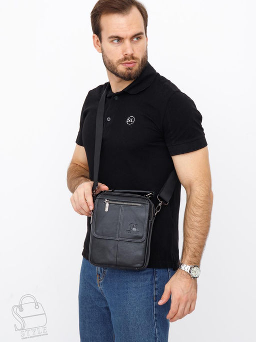 Сумка мужская кожаная 632M black Fuzhiniao