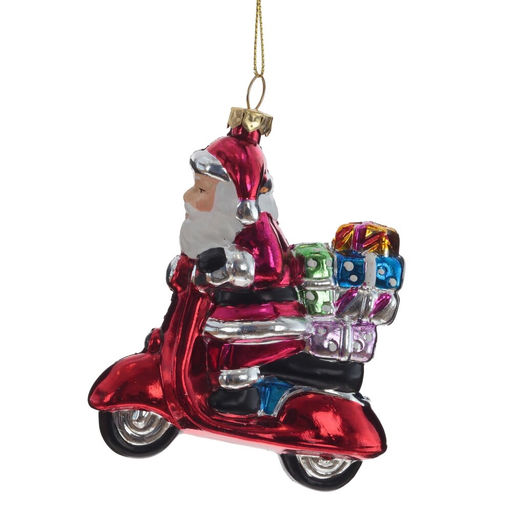 Новинка Украшение новогоднее "Дед Мороз на мопеде", L9 W3 H11,5 см, 2в.