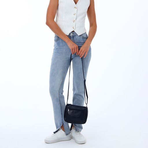 Сумка женская кросс-боди на молнии, 20×8.5×15 см, серая