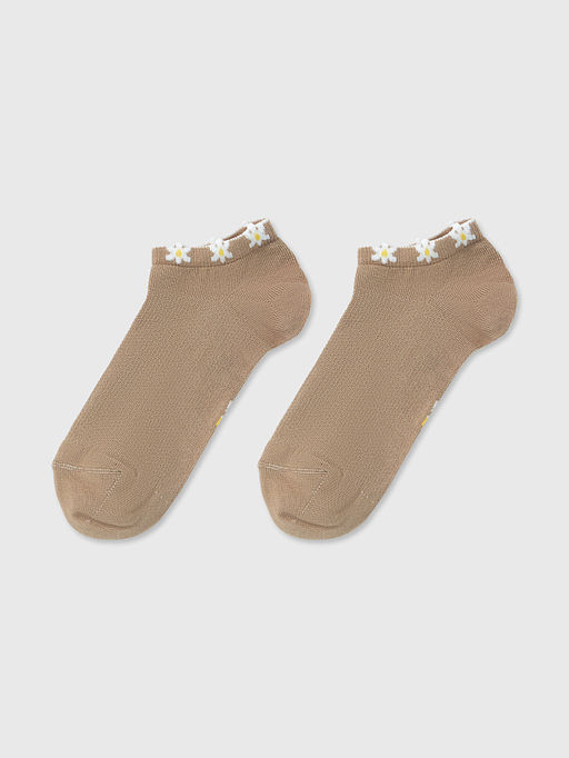 Цена за 5 пар! Носки женские коричневые с рисунком в виде цветочков - Mark formelle фото 3