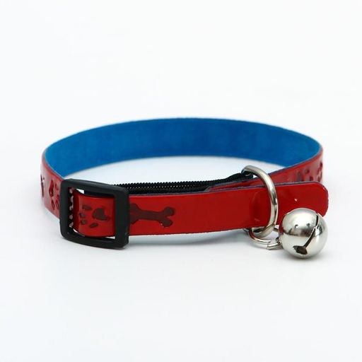 Ошейник со светоотражающим покрытием Косточки и лапки, с резинкой, бубенчиком 27 х 1 см, микс цвет - Пижон фото 2