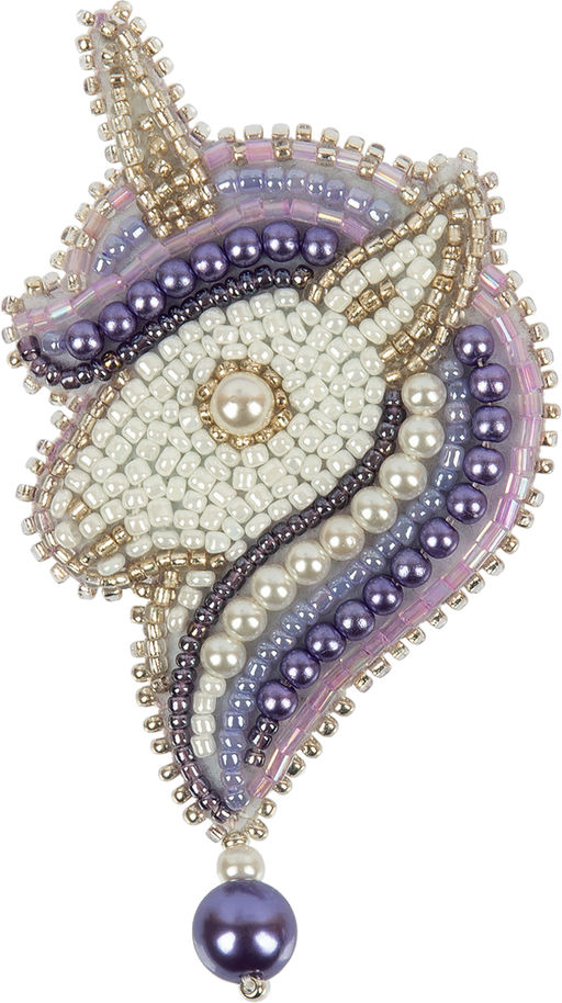 Klart набор для вышивания 10-016 Брошь. Фиолетовый единорог 5.5 х 9.5 см