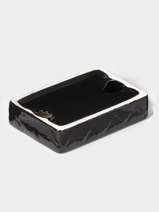 Набор для ванной «Лепесток», 3 предмета, дозатор для мыла, стакан, мыльница, чёрный