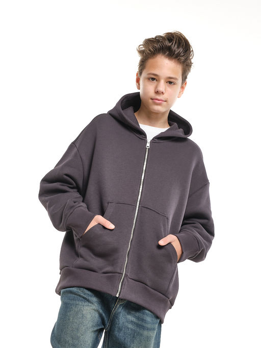 Зипка толстовка для мальчика с шевроном 22-0430 темный графит