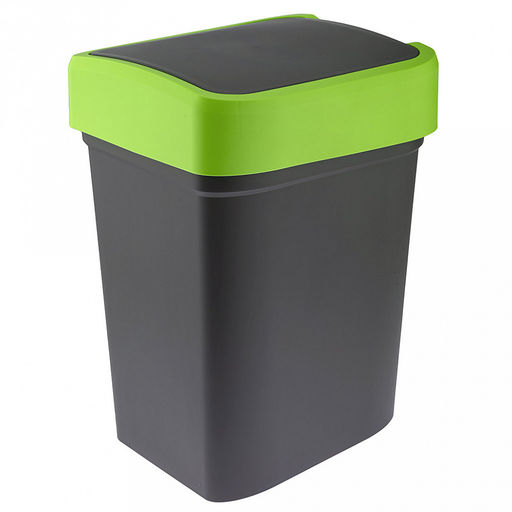 Ведро для мусора с плавающей крышкой пластмассовое Smart Bin 25л, 33,3х26,9х45,7см, с креплением для мусорных пакетов, зеленый, Econova (Россия) - Домашняя мода фото 5