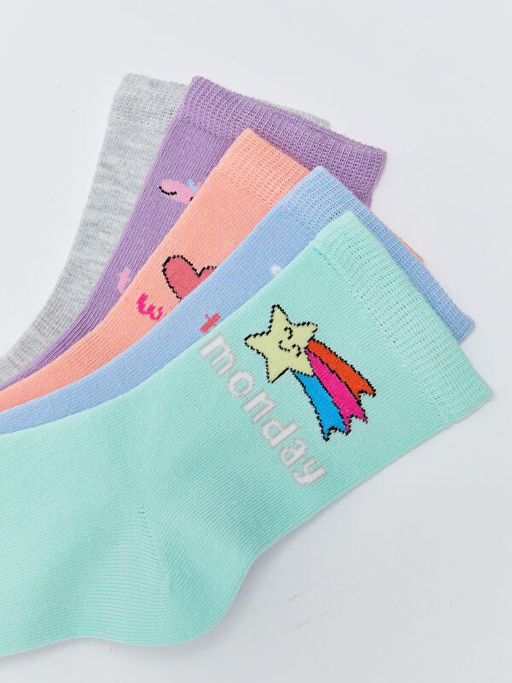 Desenli K?z ?ocuk Soket ?orap 5li - Waikiki фото 3