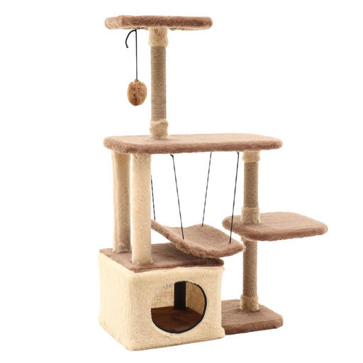 Комплекс для кошек, 33×76×105 см, разборный, с когтеточкой, с гамаком, бежевый