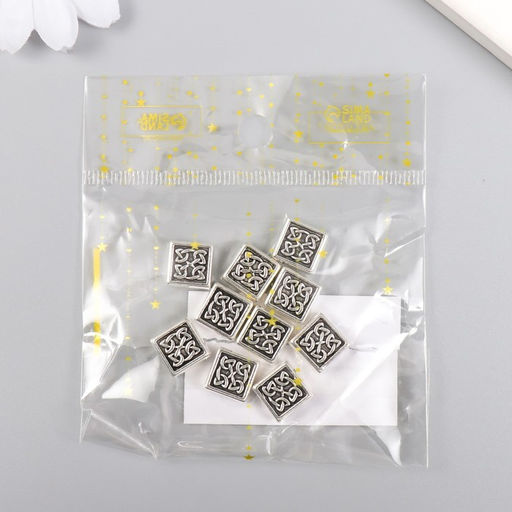 Цена за 10 шт. Бусина для творчества металл «Узор из узлов», серебро 1×1 см