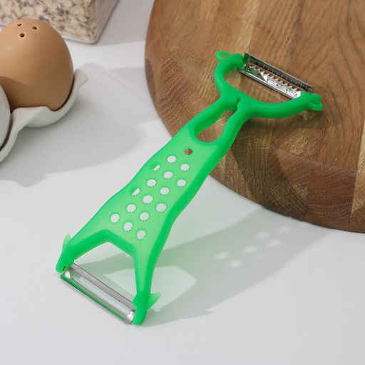 Овощечистка Доляна «Горох», двухсторонняя, 17.5 см, зелёная