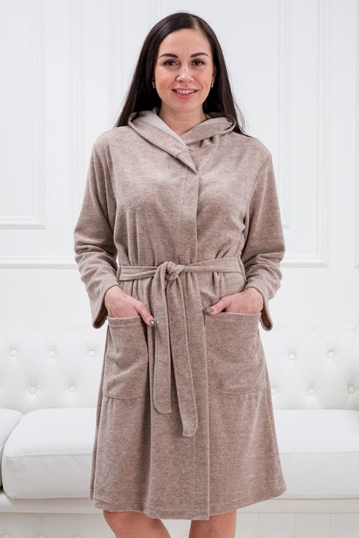 Халат женский из махры Нежность какао с молоком - Амадэль фото 10