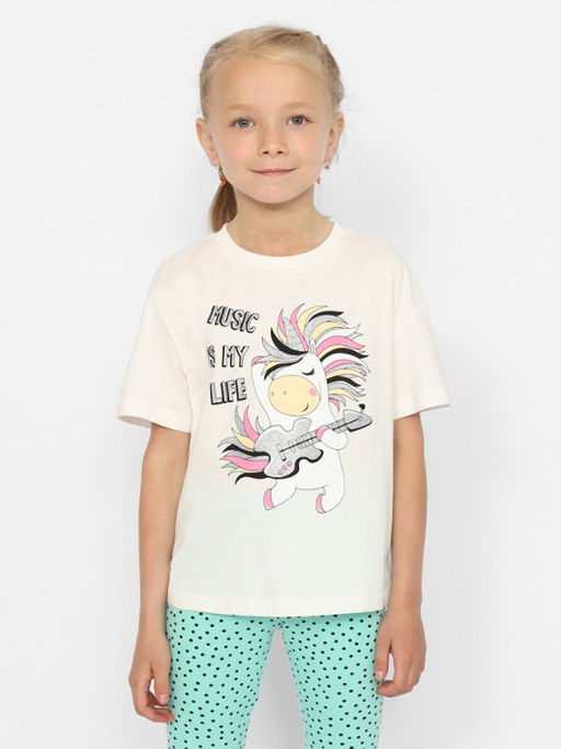 CRB wear/CWKG 90151-21 Комплект для девочки (футболка, брюки типа легинсы),экрю/Ex.Cherubino  фото 2