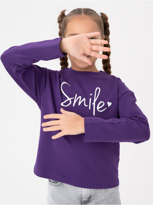 Лонгслив детский Смайл фиолет - София фото 4