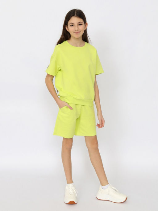 CRB wear/CSJG 90240-36-394 Комплект для девочки (футболка, шорты),лайм/Ex.Cherubino  фото 9