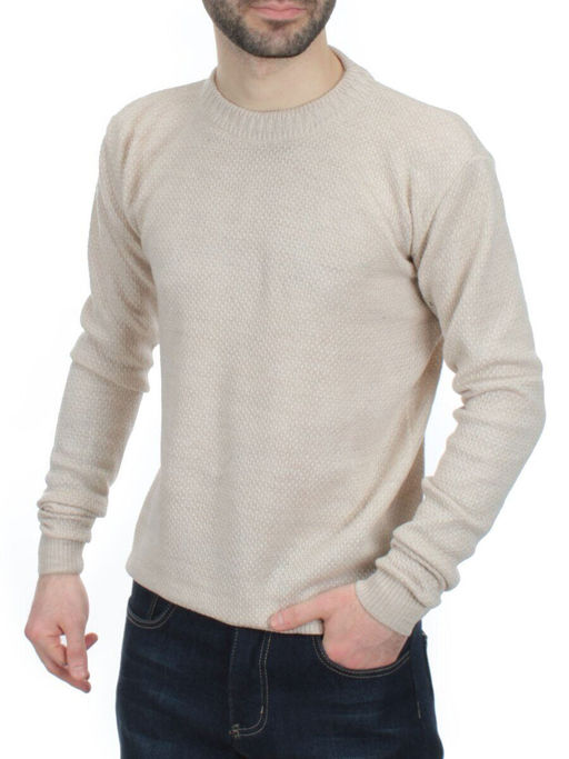 L632 LIGHT BEIGE Джемпер мужской (100% шерсть) - Фабричный китай фото 3