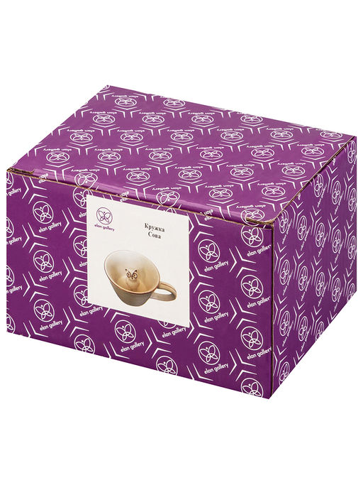 Кружка 300 мл 14*10*7,5 см "Сова" с фигуркой внутри, белый с золотом, фарфор