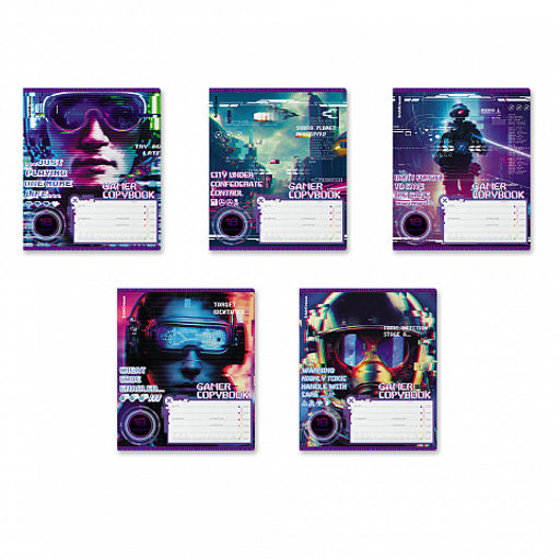 Цена за 10 шт. Тетрадь школьная ученическая ErichKrause Cyber Game, 18 листов, линейка (в плёнке по 10 шт.)_MIX-PACK  фото 2