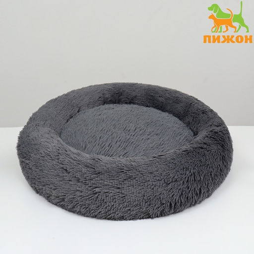 Лежанка для собак и кошек, длинный мех, 45 х 35 х 11 см, серая - Пижон фото 7