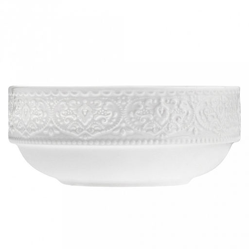 Русь Салатник фарфоровый 520мл, д13,7х5,9см, белый, рельефный декор (Китай) - Домашняя мода фото 2