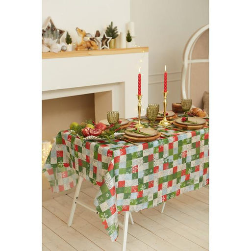 Скатерть новогодняя Доляна Новогодняя мозаика 145*260 +/- 2 см, 100% п/э  фото 4