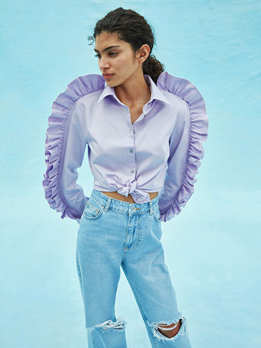 KOLLARI FIRFIR DETAYLI ?NDEN D??MEL? KADIN JADE G?MLEK - Waikiki фото 2