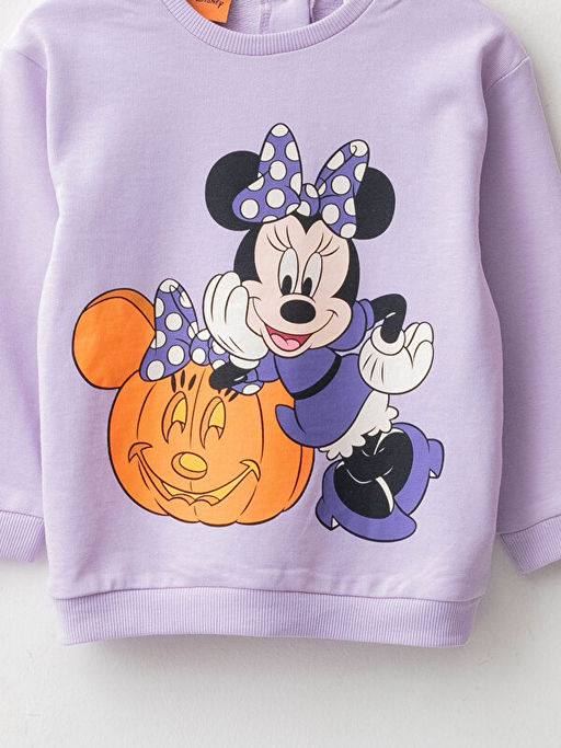 Bisiklet Yaka Uzun Kollu Minnie Mouse Bask?l? Pamuklu K?z Bebek Sweatshirt ve Pantolon 2li Tak?m - Waikiki фото 3