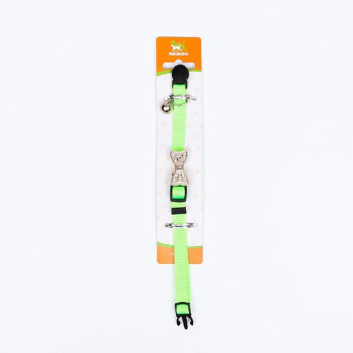 Ошейник кошачий Бантик со стразами, 30 х 1 см, салатовый - Пижон фото 5