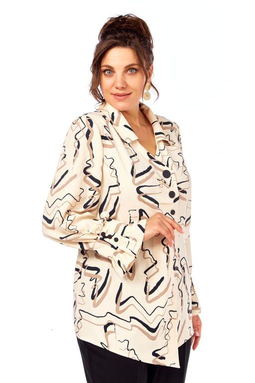 Костюм Элль стиль 2398 молочный принт / черный фото 5