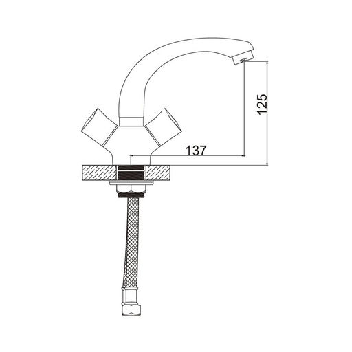 Смеситель для раковины Accoona A89473, двухвентильный, с гайкой, силумин, хром