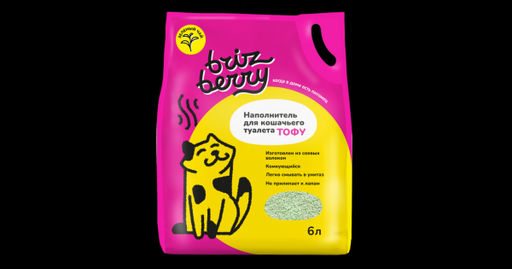 Бризберри Наполнитель для кошачьего туалета ТОФУ, без запаха,6 л, 6 шт упак, Апиценна