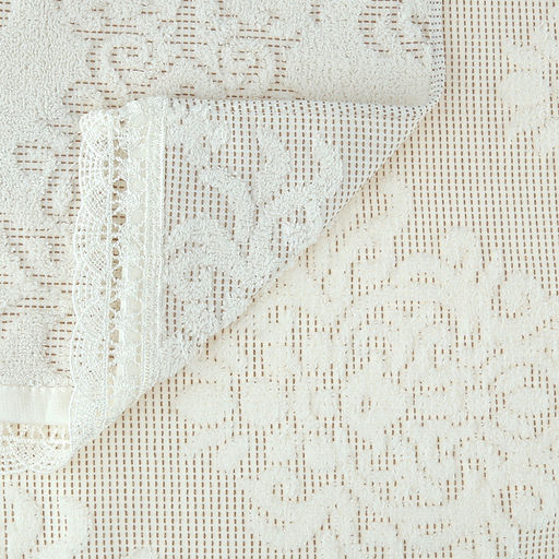 Полотенце махровое "Династия" 50х90см, хлопок 100%, ажурный кант, молочный (Китай)