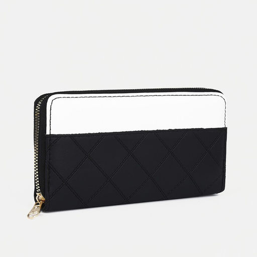 Кошелёк на молнии, большой, 4 отделения, чёрный