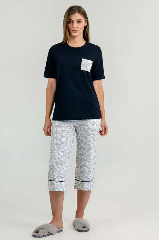 Арт. 9164 Пижама с бриджами 44-50 (4 шт) Цвет:темно-синий, серый - Калинка фото 8