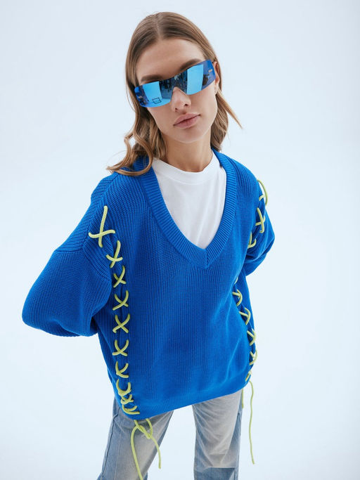 Пуловер женский ZZ-01005 l.blue/yellow